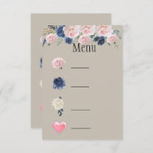 Symbolen van het menu Taupe Navy Blue Pink Peony (Voorkant / Achterkant)