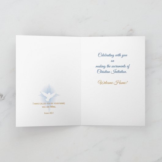 Symbolen van het Sacrament van Gelukwensen RCIA de Kaart (Binnen)