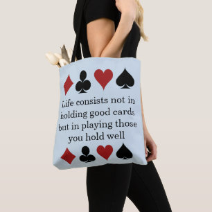 Symbolen van het Spelen Kaarten met Citaat Tote Bag
