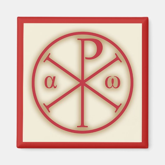 Symbolen van Jezus Christus: Chi-Rho, Alpha en Ome Magneet (Voorkant)