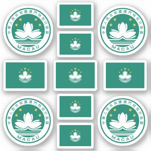 Symbolen van Macau / wapenschild en vlaggen Sticker (Voorkant)