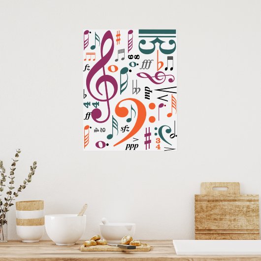 Symbolen van muziek poster (Keuken)