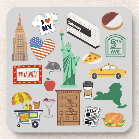 Symbolen van New York City Bier Onderzetter (Voorkant)