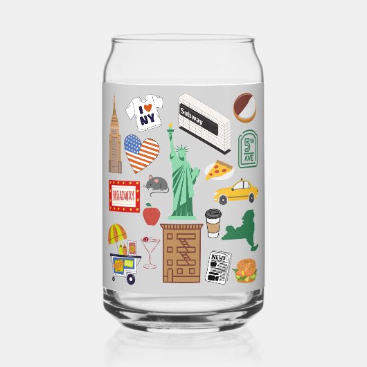 Symbolen van New York City Blikvorm Glas (Voorkant)