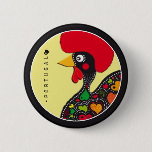 Symbolen van Portugal - Rooster Ronde Button 5,7 Cm