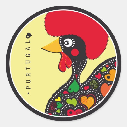 Symbolen van Portugal - Rooster Ronde Sticker (Voorkant)