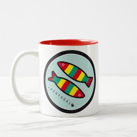 Symbolen van Portugal - Sardines Tweekleurige Koffiemok (Links)