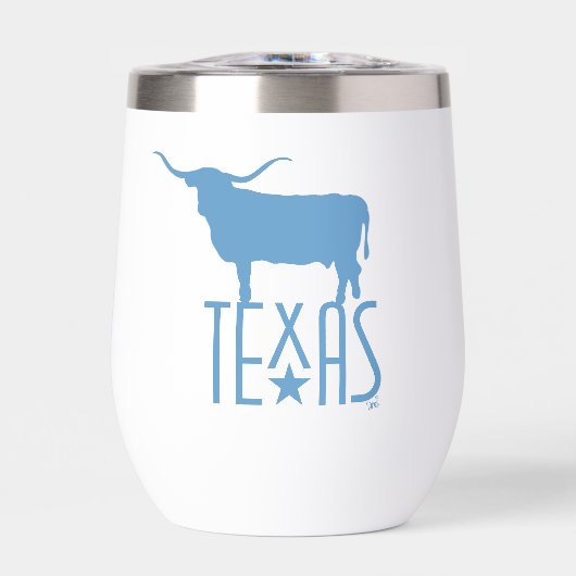 Symbolen van Texas, Longhorn, blauw (Voorkant)