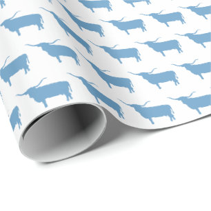 Symbolen van Texas, Longhorn, blauw Cadeaupapier