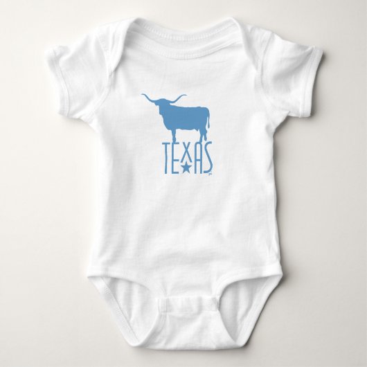 Symbolen van Texas, Longhorn, blauw Romper (Voorkant)
