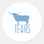 Symbolen van Texas, Longhorn, blauw Ronde Sticker (Voorkant)