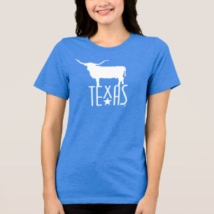 Symbolen van Texas, Longhorn, blauw Tri-Blend Shirt
