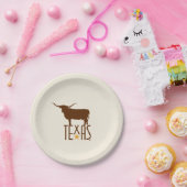 Symbolen van Texas, Longhorn, bruin Papieren Bordje (Feest)