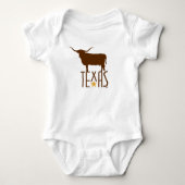 Symbolen van Texas, Longhorn, bruin Romper (Voorkant)