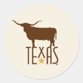 Symbolen van Texas, Longhorn, bruin Ronde Sticker (Voorkant)