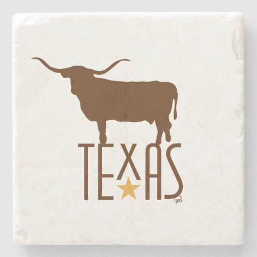 Symbolen van Texas, Longhorn, bruin Stenen Onderzetter (Voorkant)