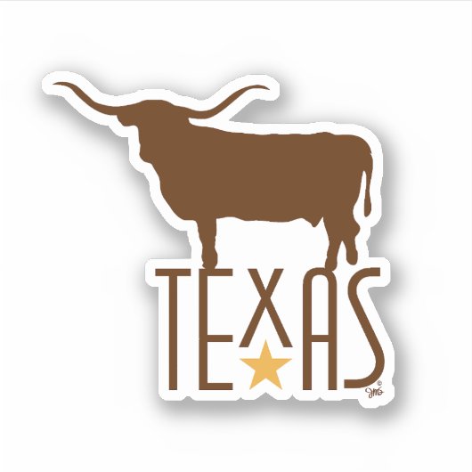 Symbolen van Texas, Longhorn, bruin Sticker (Voorkant)