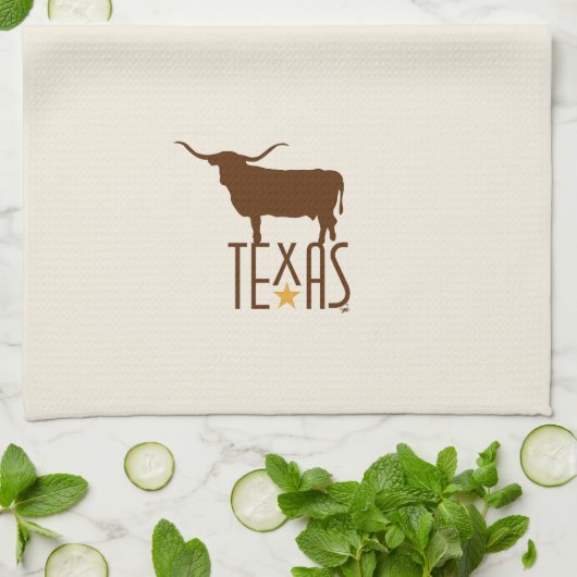 Symbolen van Texas, Longhorn, bruin Theedoek (Gevouwen)