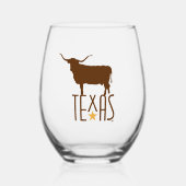 Symbolen van Texas, Longhorn, bruin Wijnglas Zonder Voet (Voorkant)