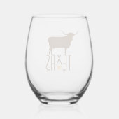Symbolen van Texas, Longhorn, bruin Wijnglas Zonder Voet (Achterkant)
