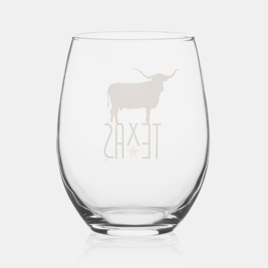 Symbolen van Texas, Longhorn, bruin Wijnglas Zonder Voet (Achterkant)