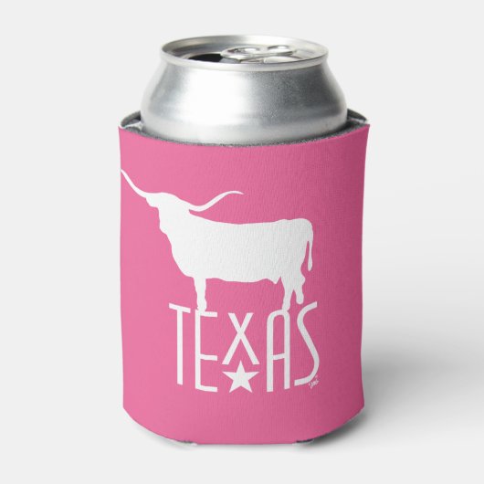 Symbolen van Texas, Longhorn, roze Blikjeskoeler (Blikje Voorkant)