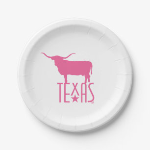 Symbolen van Texas, Longhorn, roze Papieren Bordje