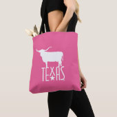Symbolen van Texas, Longhorn, roze Tote Bag (Dichtbij)