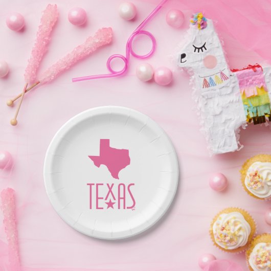 Symbolen van Texas, staat van Texas, roze Papieren Bordje (Feest)