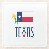 Symbolen van Texas, Texas Flag en Yellow Rose Glas Glazen Onderzetter (Voorkant)