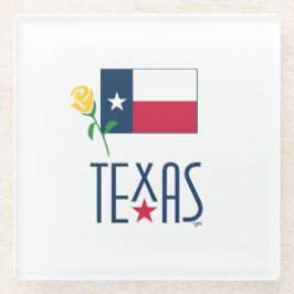 Symbolen van Texas, Texas Flag en Yellow Rose Glas Glazen Onderzetter