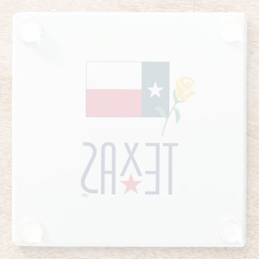 Symbolen van Texas, Texas Flag en Yellow Rose Glas Glazen Onderzetter (Achterkant)