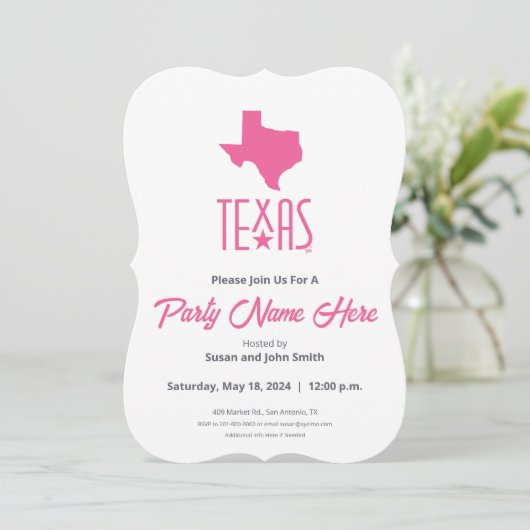 Symbolen van Texas, Texas, roze Kaart (Staand voorkant)