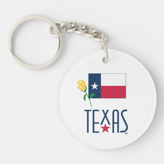 Symbolen van Texas, Texas Vlag en Gele Roos Sleutelhanger (Voorkant)