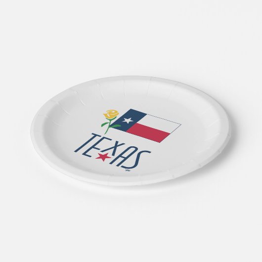 Symbolen van Texas, Texas Vlag en Yellow Rose Papieren Bordje (Gekanteld)