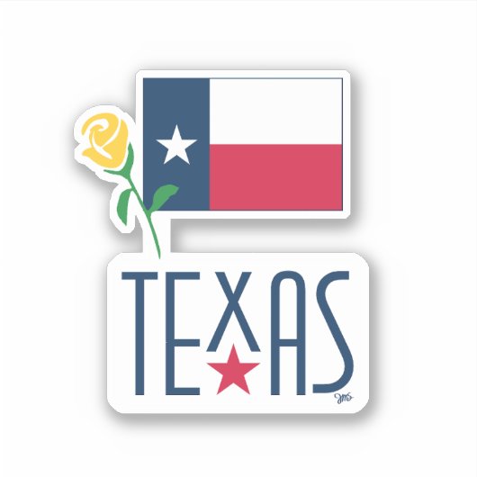 Symbolen van Texas, Texas Vlag en Yellow Rose Sticker (Voorkant)