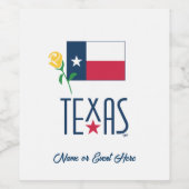 Symbolen van Texas, Texas Vlag en Yellow Rose Wijn Etiket (Enkel label)