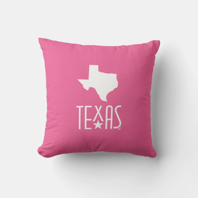 Symbolen van Texas, Texas wit, roze achtergrond Kussen (Voorkant)