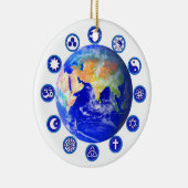 Symbolen van vrede, eenheid en religie keramisch ornament (Rechts)