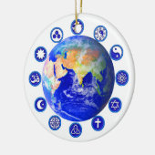 Symbolen van vrede, eenheid en religie keramisch ornament (Links)