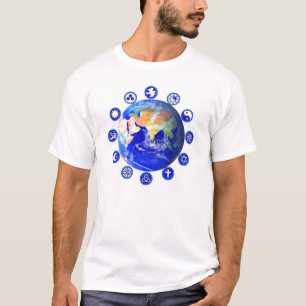 Symbolen van vrede en eenheid in de hele wereld t-shirt