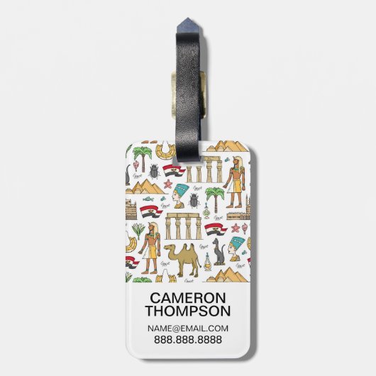 Symbolen voor de kleuren van het Egyptische patroo Bagagelabel (Achterkant verticaal)