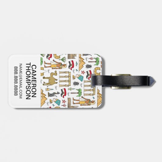 Symbolen voor de kleuren van het Egyptische patroo Bagagelabel (Achterkant horizontaal)
