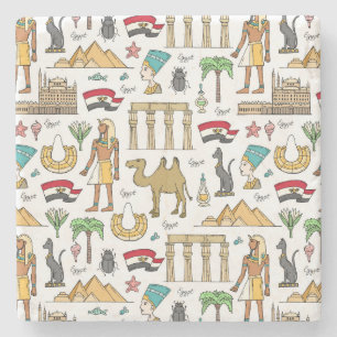 Symbolen voor de kleuren van het Egyptische patroo Stenen Onderzetter