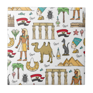 Symbolen voor de kleuren van het Egyptische patroo Tegeltje