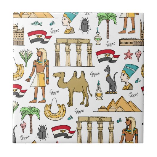 Symbolen voor de kleuren van het Egyptische patroo Tegeltje (Voorkant)