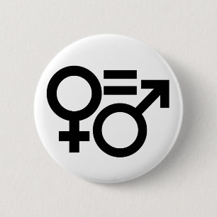 Symbolen voor gendergelijkheid ronde button 5,7 cm
