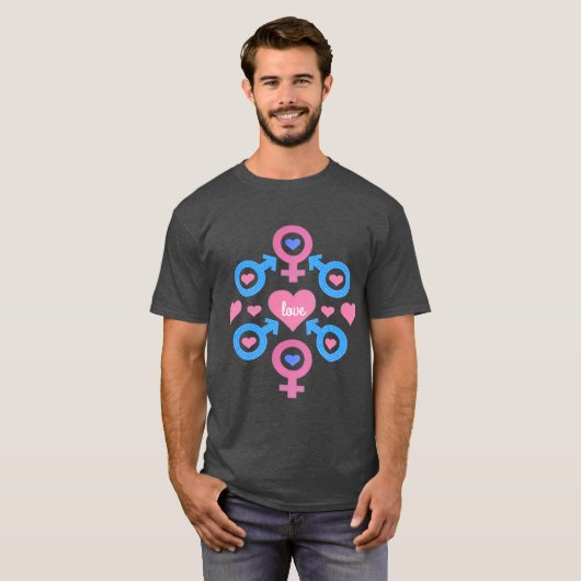 Symbolen voor mannetjes en vrouwen T-shirt (Voorkant volledig)