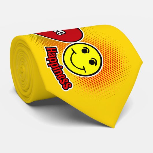 Symbolen voor vredesliefdesgeluk met naam op geel stropdas (Opgerold)