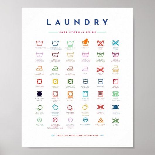 Symbolen voor washandleiding Zorgpalet KleurenPost Poster (Voorkant)